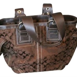 SOLD!!Coach Signature Canvas Leather Trim Tote